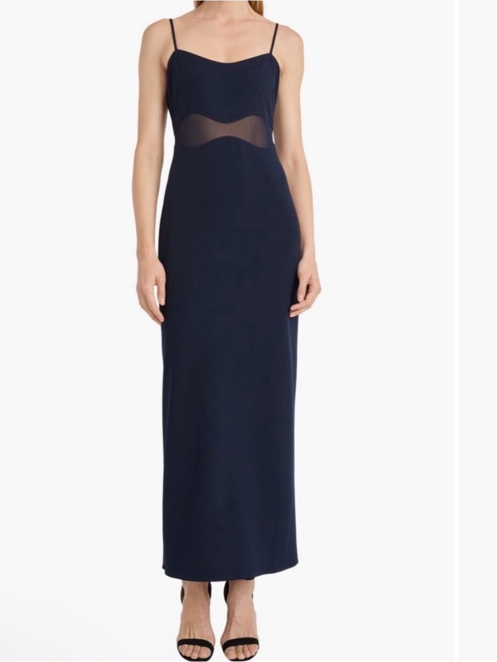 Donna Morgan Lace Panel Maxi Dress in Dark Blue Like New